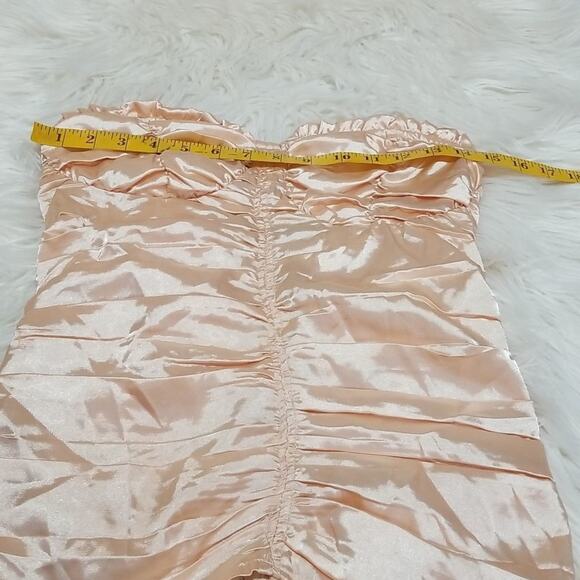 NWOT PrettyLittleThing Champagne Satin Ruched Tube Top - Picture 6 of 7